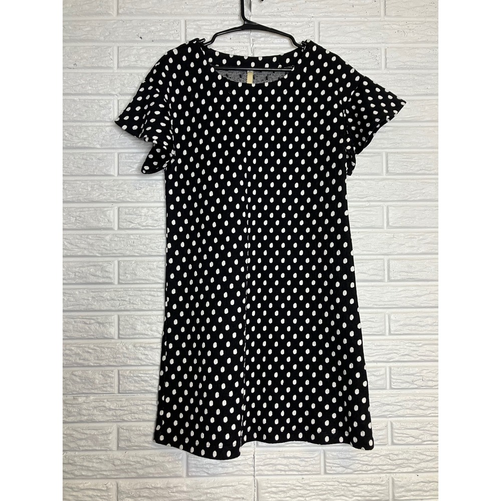 Uncle Frank Polka Dot Dress Womens Small Black White Excellent Flutter Sleeve